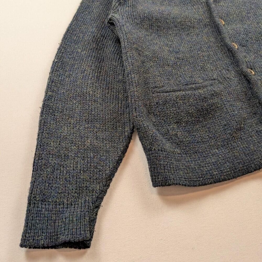 Vintage 60s Brentwood Blue Grey Button Up Wool Cardigan Size Medium Kurt Cobain - Picture 2 of 7